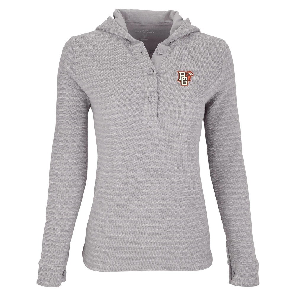 Women's Gray/White Bowling Green St. Falcons Baja Pullover Hoodie