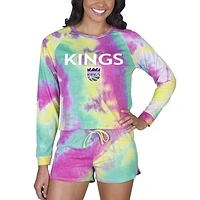 Women's Concepts Sport Sacramento Kings Velodrome Tie-Dye Long Sleeve Top & Shorts Set