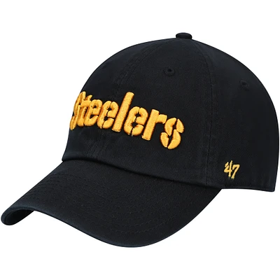 Men's '47 Black Pittsburgh Steelers Clean Up Script Adjustable Hat