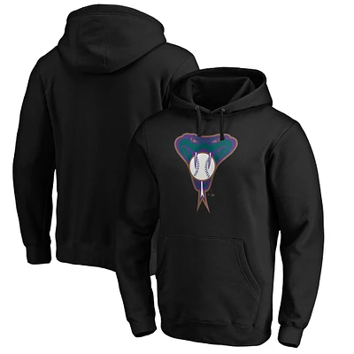 Men's Black Arizona Diamondbacks Cooperstown Collection Huntington Logo Fitted Pullover Hoodie