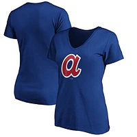 Women's Royal Atlanta Braves Cooperstown Collection Huntington Logo V-Neck T-Shirt
