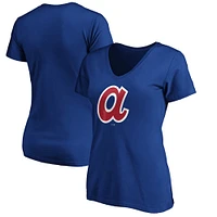 Women's Royal Atlanta Braves Cooperstown Collection Huntington Logo V-Neck T-Shirt