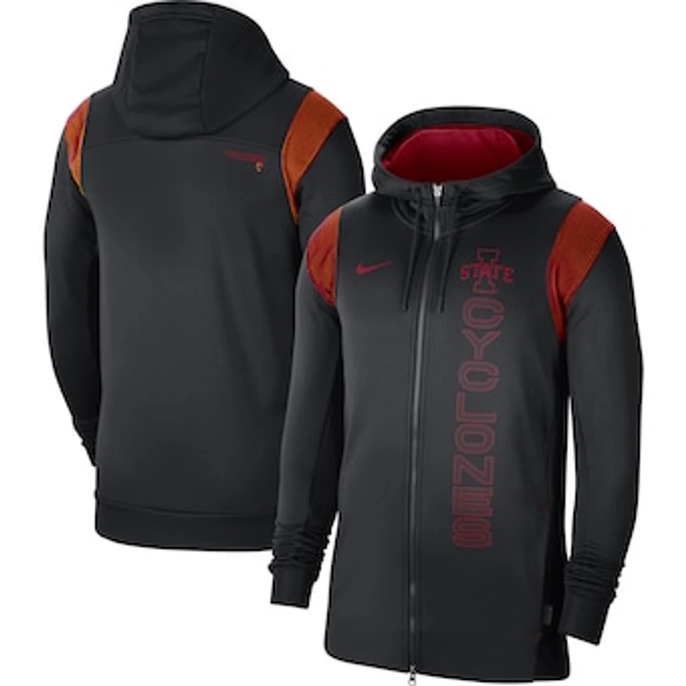 Men's Nike Black Iowa State Cyclones 2021 Sideline Performance Full-Zip Hoodie