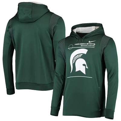 Men's Nike Green Michigan State Spartans 2021 Team Sideline Performance Pullover Hoodie