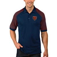 Men's Antigua Navy/Orange Chicago Bears Bear Head Engage Polo