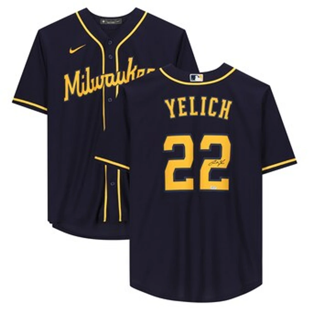 Christian Yelich Milwaukee Brewers Autographed Blue Alternate Nike Replica Jersey