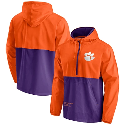 Men's Fanatics Orange/Purple Clemson Tigers Thrill Seeker Half-Zip Hoodie Anorak Jacket