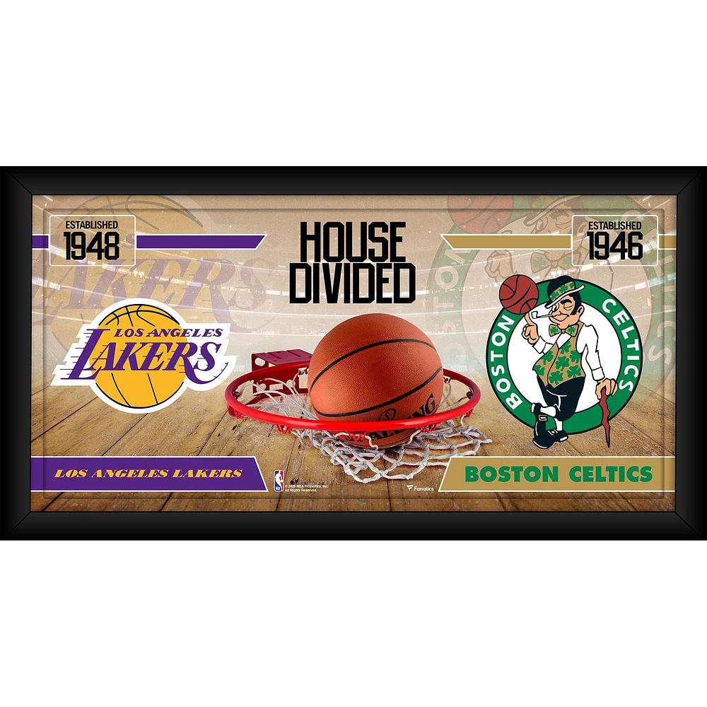 Boston Celtics vs. Los Angeles Lakers Framed 10" x 20" House Divided Collage