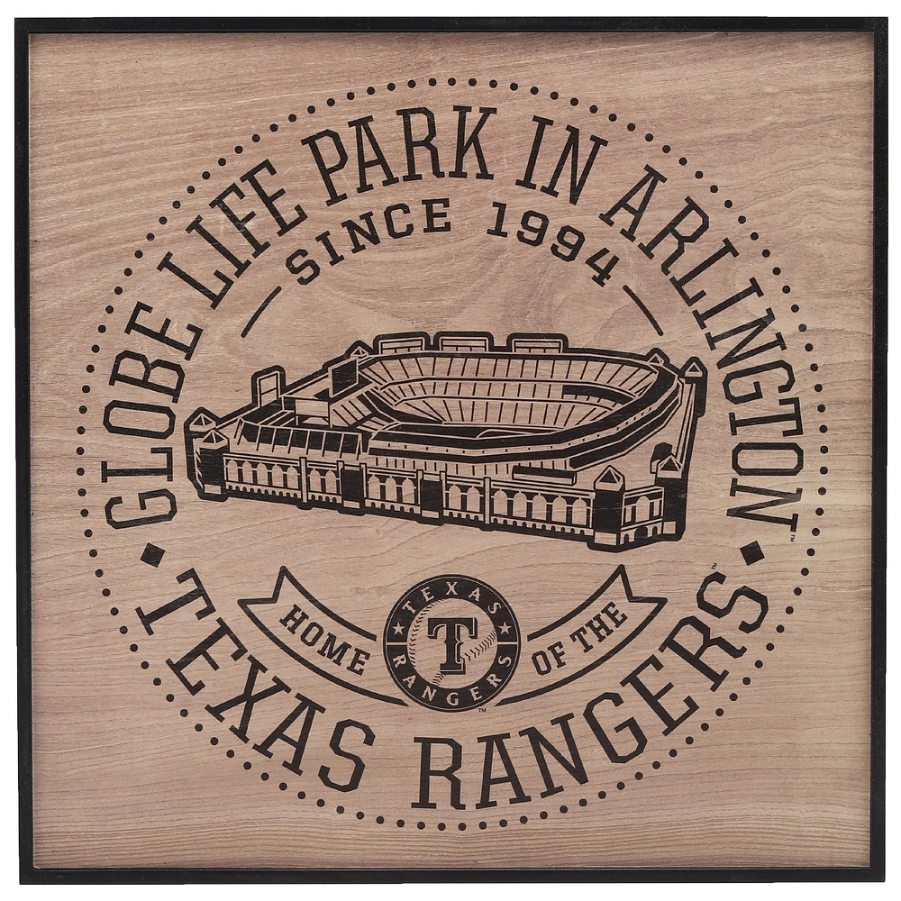 Texas Rangers 12'' x 12'' Team Framed Wood Stadium Sign