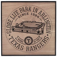 Texas Rangers 12'' x 12'' Team Framed Wood Stadium Sign