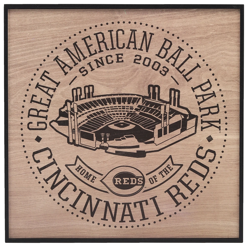 Cincinnati Reds 12'' x 12'' Team Framed Wood Stadium Sign