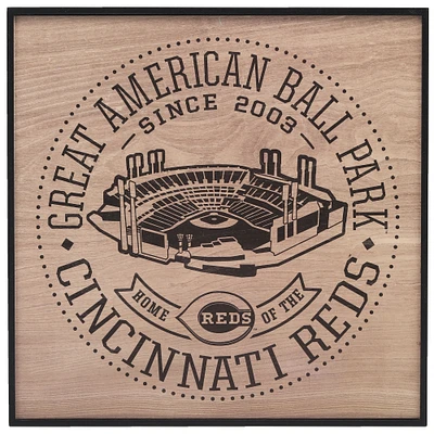 Cincinnati Reds 12'' x 12'' Team Framed Wood Stadium Sign