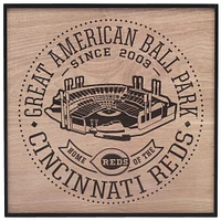 Cincinnati Reds 12'' x 12'' Team Framed Wood Stadium Sign