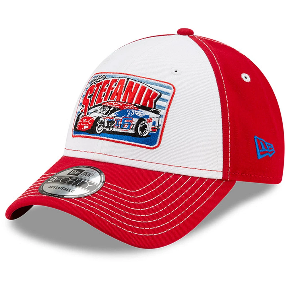 Men's New Era White/Red Mike Stefanik NASCAR Hall of Fame Class of 2021 Inductee 9FORTY Adjustable Hat