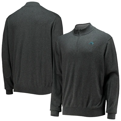 Men's Cutter & Buck Charcoal Carolina Panthers Lakemont Tri-Blend Quarter-Zip Jacket