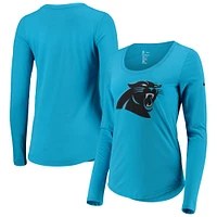 Women's Nike Blue Carolina Panthers Logo Long Sleeve Tri-Blend T-Shirt