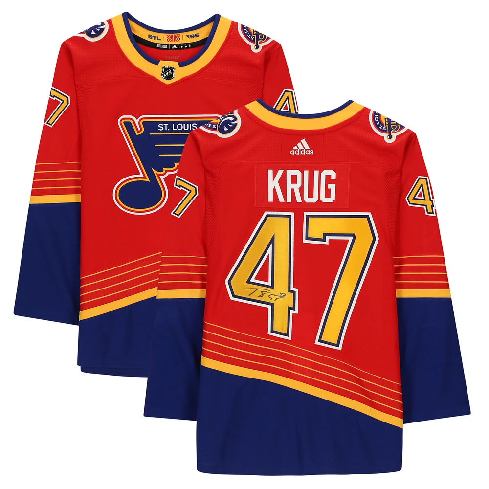 Torey Krug St. Louis Blues Autographed Red Adidas 2020-21 Reverse Retro Jersey