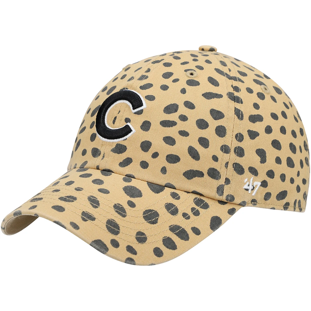 Women's '47 Tan Chicago Cubs Cheetah Clean Up Adjustable Hat