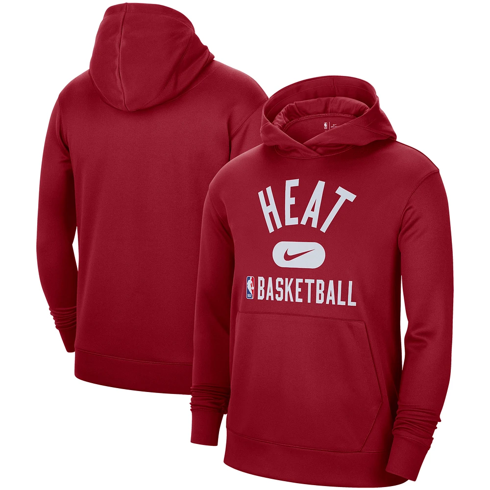 Men's Nike Red Miami Heat 2021-2022 Spotlight On Court Performance Practice Pullover Hoodie