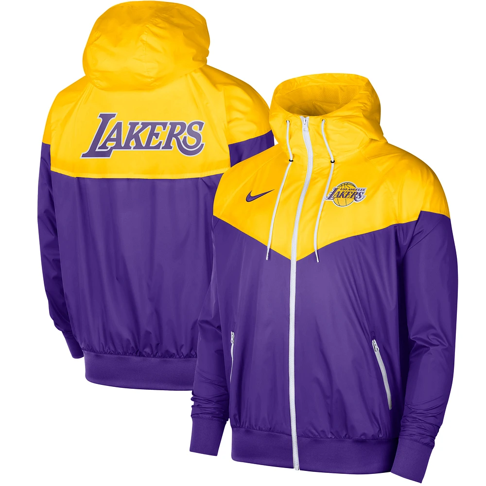 Men's Nike Gold Los Angeles Lakers 75th Anniversary Courtside Windrunner Raglan Hoodie Full-Zip Jacket