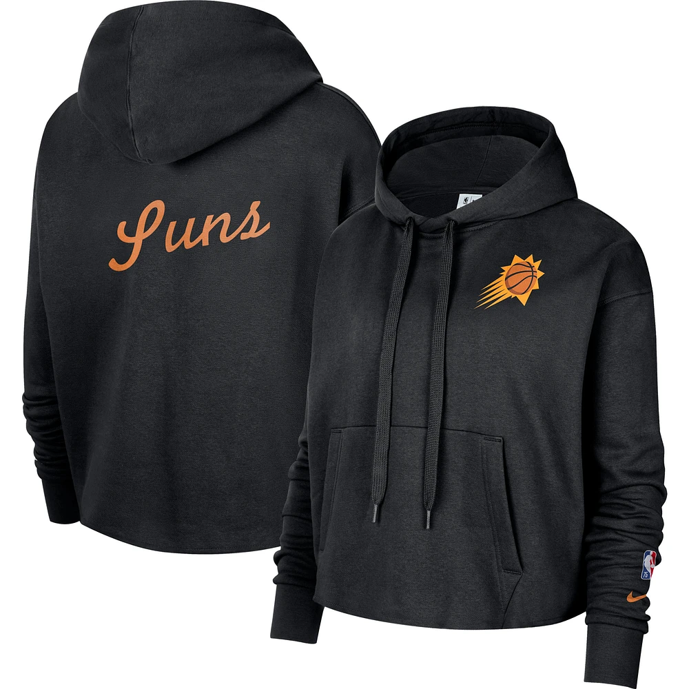 Women's Nike Black Phoenix Suns Essential Pullover Cropped Hoodie