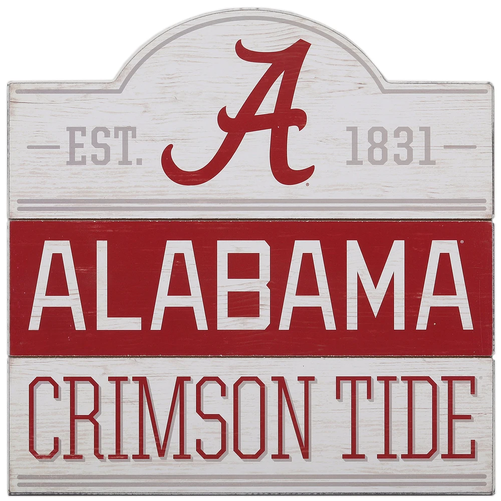 Alabama Crimson Tide 14'' x 14'' Team Bump Planked Wood Sign