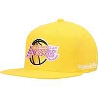 Men's Mitchell & Ness Gold Los Angeles Lakers Hardwood Classics English Dropback - Snapback Hat