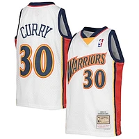 Youth Mitchell & Ness Stephen Curry White Golden State Warriors 2009-10 Hardwood Classics Swingman Jersey