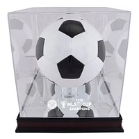 Columbus Crew 2020 MLS Cup Champions Mahogany Team Logo Soccer Ball Display Case