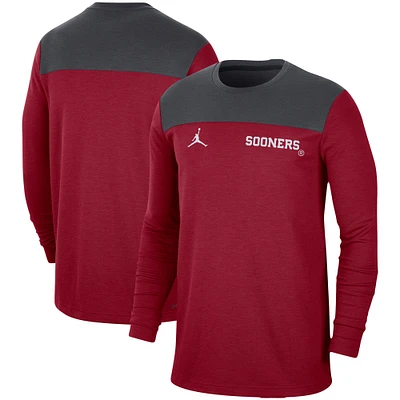 Men's Jordan Brand Crimson Oklahoma Sooners Player Performance Long Sleeve T-Shirt