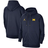 Men's Jordan Brand Navy Michigan Wolverines Travel Fleece Full-Zip Hoodie