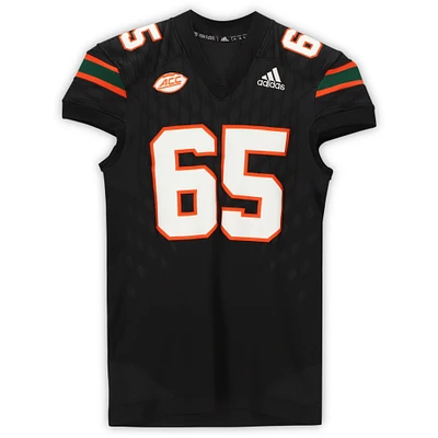 Miami Hurricanes Game-Used #65 Black Jersey from the 2017-2018 NCAA Seasons - Size XL