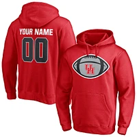 Men's Red Houston Cougars Game Ball Football Personalized Name & Number Pullover Hoodie