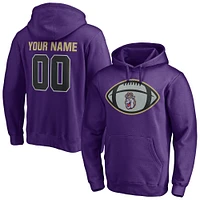 Men's Purple James Madison Dukes Game Ball Football Personalized Name & Number Pullover Hoodie