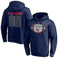Men's Navy Liberty Flames Game Ball Football Personalized Name & Number Pullover Hoodie