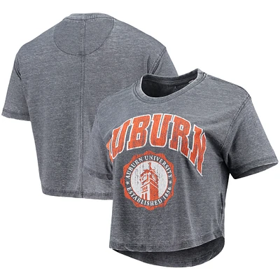 Women's Pressbox Navy Auburn Tigers Edith Vintage Burnout Crop T-Shirt