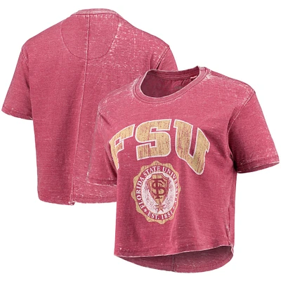 Women's Pressbox Garnet Florida State Seminoles Edith Vintage Burnout Crop T-Shirt