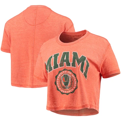 Women's Pressbox Orange Miami Hurricanes Edith Vintage Burnout Crop T-Shirt