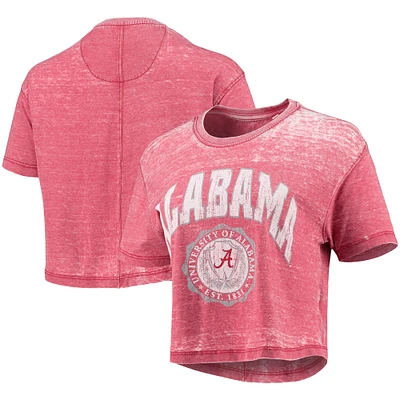 Women's Pressbox Crimson Alabama Tide Edith Vintage Burnout Crop T-Shirt