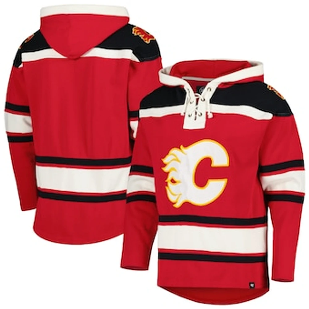 Men's '47 Red Calgary Flames Superior Lacer Pullover Hoodie