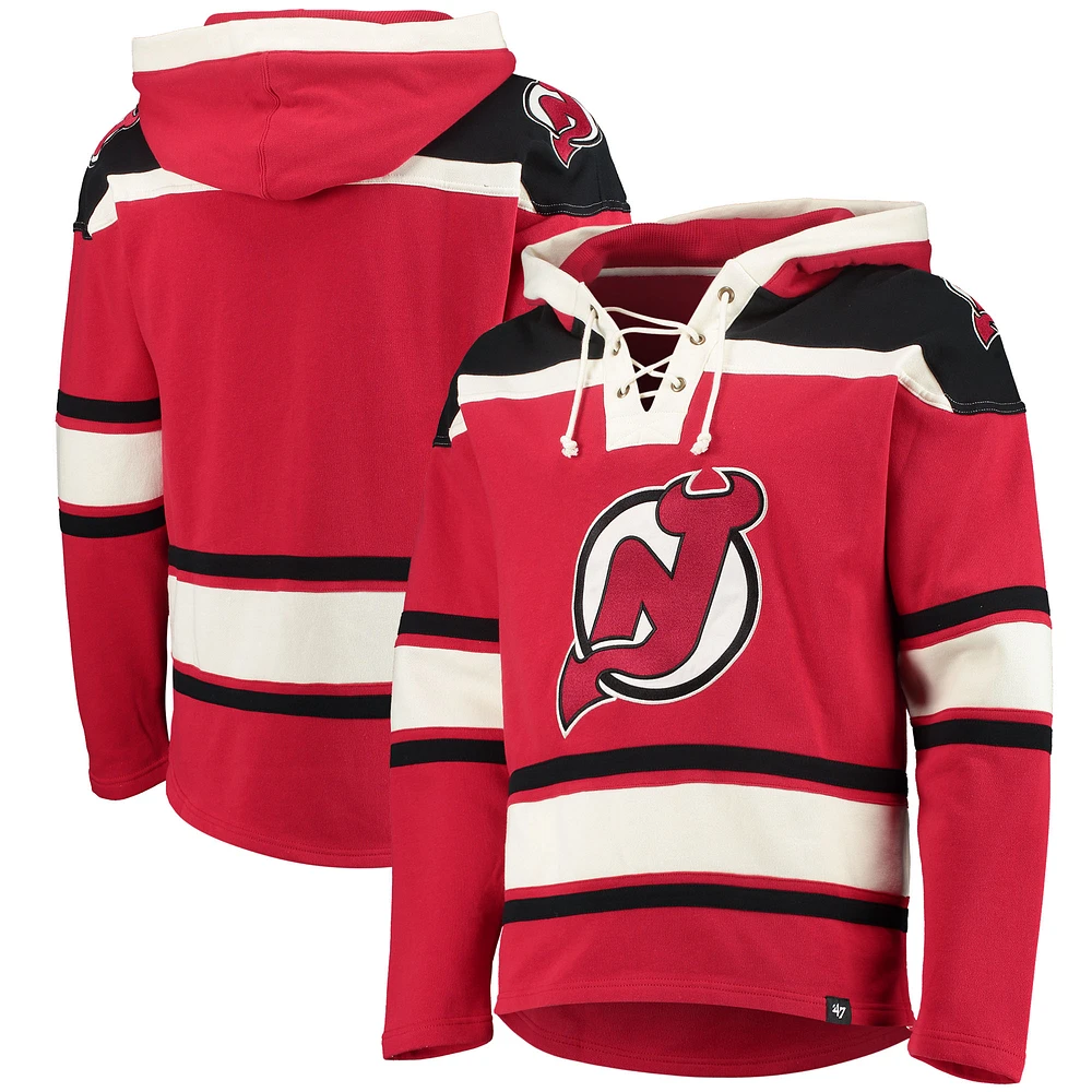 Men's '47 Red New Jersey Devils Superior Lacer Pullover Hoodie