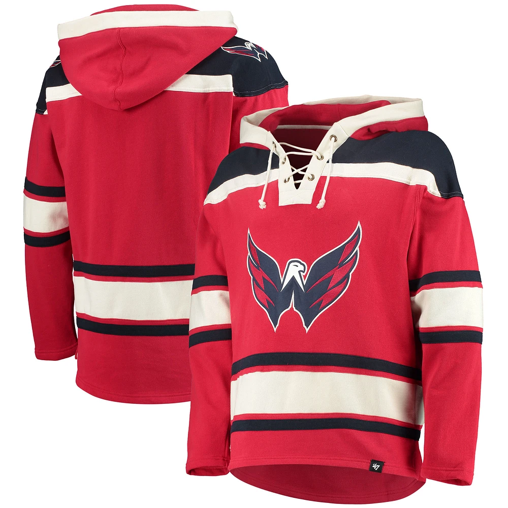 Men's '47 Red Washington Capitals Superior Lacer Pullover Hoodie