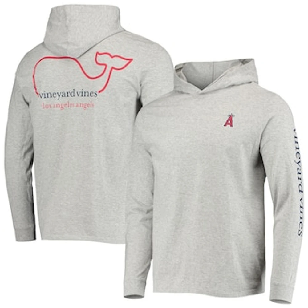 Men's Vineyard Vines Heathered Gray Los Angeles Angels Logo Hoodie Long Sleeve T-Shirt