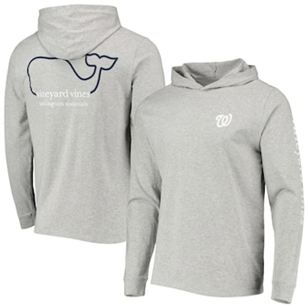 Men's Vineyard Vines Heathered Gray Washington Nationals Logo Hoodie Long Sleeve T-Shirt