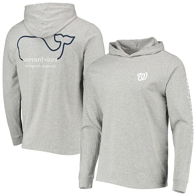 Men's Vineyard Vines Heathered Gray Washington Nationals Logo Hoodie Long Sleeve T-Shirt