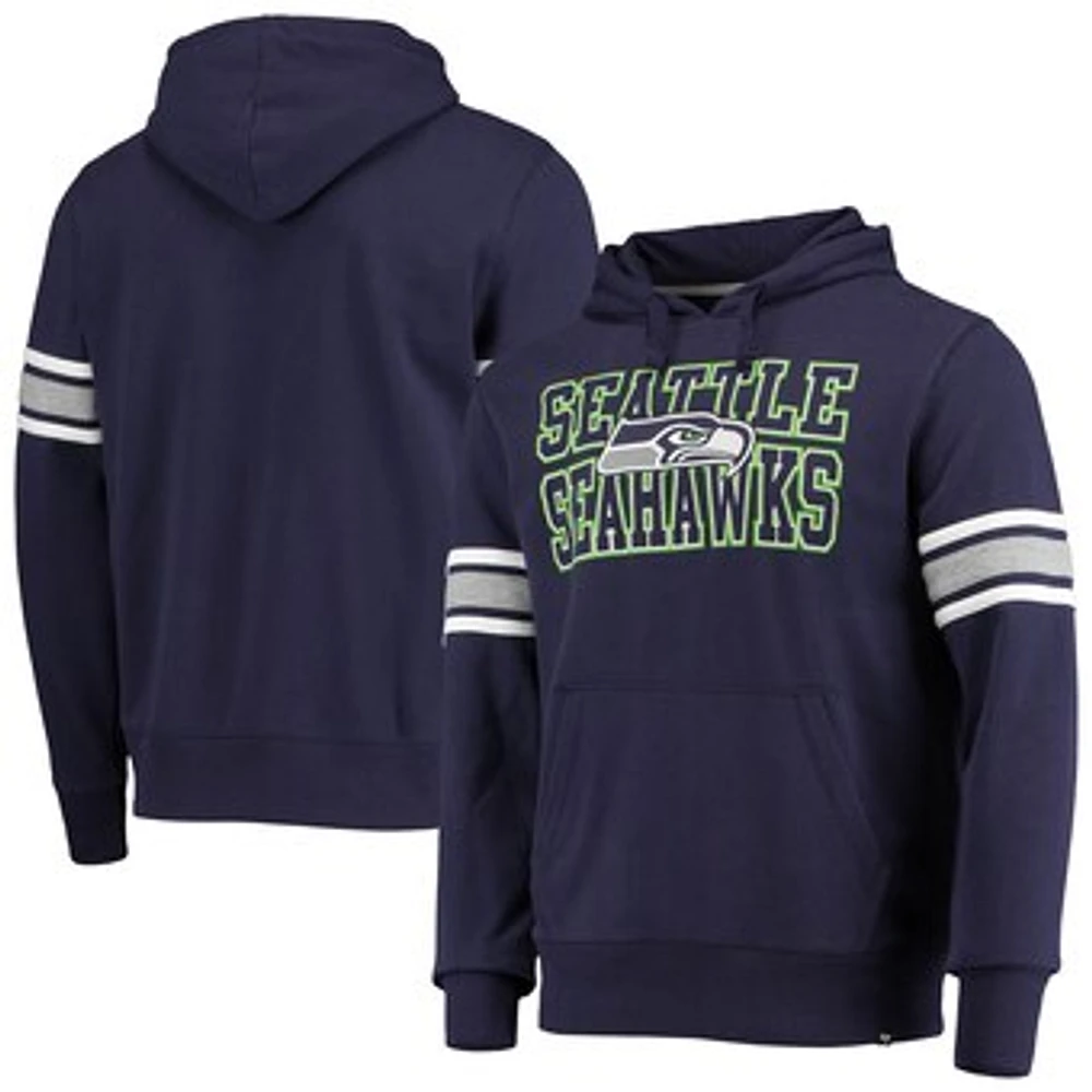 Men's '47 College Navy Seattle Seahawks Double Block Pullover Hoodie