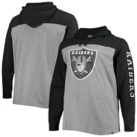 Men's '47 Heathered Gray/Black Las Vegas Raiders Franklin Wooster Long Sleeve Hoodie T-Shirt