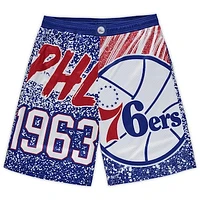 Men's Mitchell & Ness Royal Philadelphia 76ers Big Tall Hardwood Classics Jumbotron Shorts