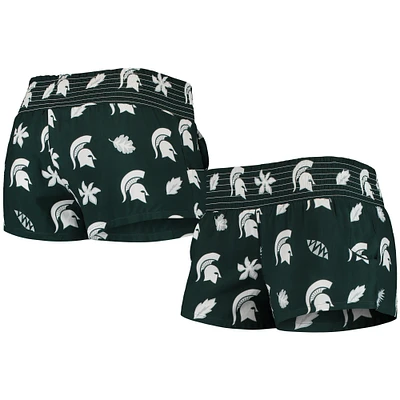 Women's Wes & Willy Green Michigan State Spartans Beach Shorts