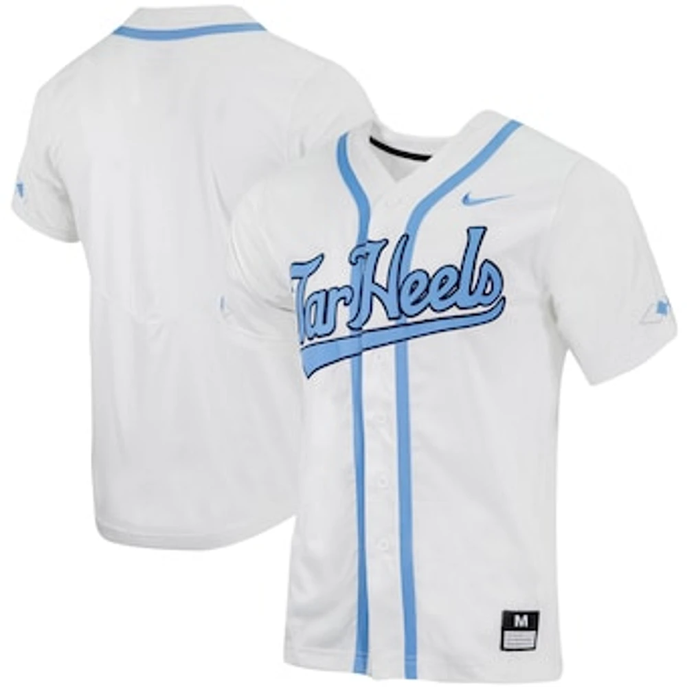 Men's Nike White North Carolina Tar Heels Replica Full-Button Baseball Jersey